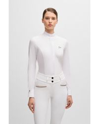 BOSS - Equestrian Show Blouse With Four-Way Stretch - Lyst