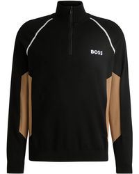 BOSS - Pullover aus Baumwoll-Mix mit Colour-Block-Design und Logo - Lyst