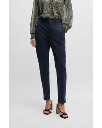 BOSS - Regular-fit Trousers In Stretch-cotton Satin - Lyst
