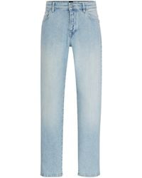 BOSS - Regular-Fit Jeans aus blauem Denim mit mechanischem Stretch - Lyst