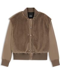BOSS - Veste En Satin Avec Gilet Sans Manches Amovible En Fourrure Synthétique - Lyst