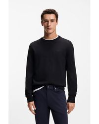 BOSS - Cotton Sweater With Embroidered Logo - Lyst