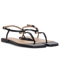 BOSS - Leather Sandals With Toe-post Detail - Lyst