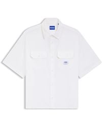 HUGO - Overhemd Van Katoenen Twill Met Logopatch En Oversized Pasvorm - Lyst