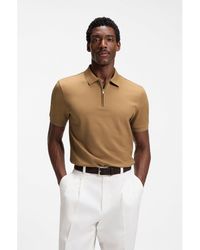 BOSS - Regular-Fit Polo With Zip Closure - Lyst