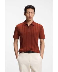 BOSS - Zip-Neck Polo Shirt - Lyst