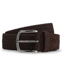 BOSS - Woven Belt With Leather Trims - Lyst