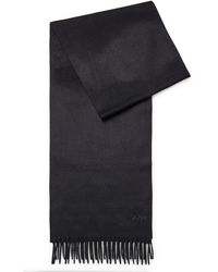 BOSS - Fringed Scarf In Pure Italian Cashmere With Embroidered Logo - Lyst