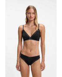 HUGO - Triangle Bra With Lace Trims - Lyst