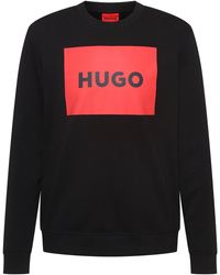 BOSS by HUGO BOSS Pullover aus Baumwoll-Terry mit rotem Logo-Print - Schwarz