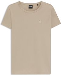 BOSS - Slim-Fit T-Shirt Van Gemerceriseerde Katoen Met Double B-Monogram - Lyst