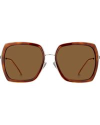 BOSS - Lunettes De Soleil Angulaires À Monture Havana Et Garnitures En Métal Emblématiques - Lyst