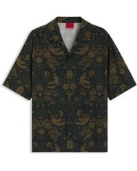 HUGO - Oversized Hemd Aus Bedruckter Baumwoll-Popeline - Lyst