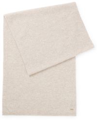 BOSS - Cashmere Scarf With Metallic Logo Trim - Lyst
