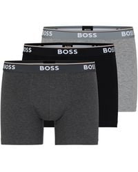 BOSS - Three-Pack Of Stretch-Cotton Boxer Briefs With Logos - Lyst