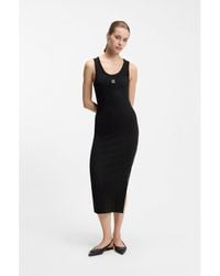 HUGO - Cotton-Blend Jersey Midi Dress With Stacked Logo - Lyst