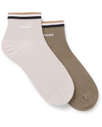 BOSS - Two-Pack Of Short Socks With Signature-Stripe Cuffs - Lyst