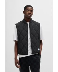 HUGO - Water-Repellent Quilted Gilet With Logo Patch - Lyst