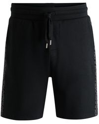 BOSS - Shorts Van Een Katoenmix Met Panelen Met Monogramdessin - Lyst