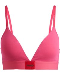HUGO - Triangle Bra In Stretch Cotton With Red Logo Label - Lyst