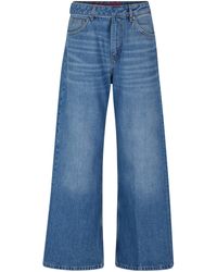 HUGO - Oversized Jeans aus mittelblauem Denim mit weitem Beinverlauf - Lyst