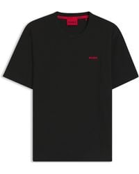 HUGO - Pyjama-Shirt Mit Waffelstruktur Und Logo-Stickerei - Lyst