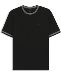 BOSS - Slim-Fit T-Shirt Van Gemerceriseerde Katoen Met Contrasterende Afwerkingen - Lyst