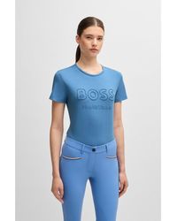 BOSS - Equestrian Stretch-Cotton T-Shirt With Embroidered Logo - Lyst