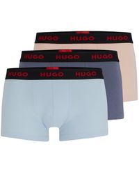 HUGO - Lot de trois boxers courts en coton stretch avec taille logotée - Lyst