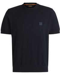 BOSS - Gestricktes Regular-Fit T-Shirt Aus Baumwolle Und Kaschmir - Lyst