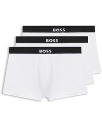 BOSS - Three-Pack Of Stretch-Cotton Trunks With Logo Waistbands - Lyst