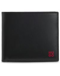 HUGO - Portefeuille pliable en cuir avec logo rouge revisité - Lyst