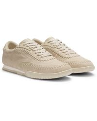 BOSS - Suede-Leather Trainers With Whipstitching - Lyst