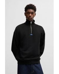 HUGO - Cotton-Terry Sweatshirt With Zip Closure And Logo - Lyst