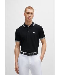 BOSS - Cotton-piqué Paddy Polo Shirt With Contrast Logo - Lyst