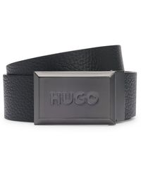 HUGO - Reversible Belt In Italian Leather With Plaque Buckle - Lyst
