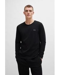 BOSS - Long-sleeved T-shirt In Stretch Cotton With Logo Detail - Lyst