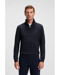 BOSS - Cotton-Terry Sweatshirt With Zip Collar - Lyst
