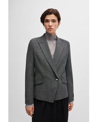 BOSS - Regular-fit Jacket In Checked Fabric With Peak Lapels - Lyst