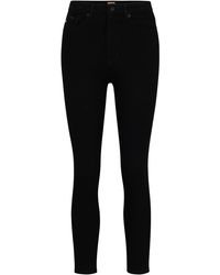 BOSS - Schwarze Jeans aus Power-Stretch-Denim mit hohem Bund und Cropped-Länge - Lyst