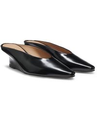 BOSS - Leather Mules With Wedge Heel - Lyst