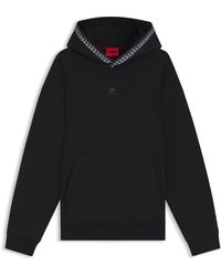 HUGO - Relaxed-Fit Hoodie Aus Stretch-Baumwolle Mit Tape Im Ketten-Stil - Lyst