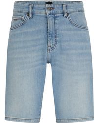 BOSS - Regular-fit Shorts Van Zuiver Blauw Comfortabel Stretchdenim - Lyst