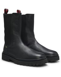 HUGO - Bottines Chelsea En Cuir À Bout Carré Et À Semelle Crantée - Lyst