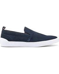 BOSS by HUGO BOSS Slip On Suede Shoes With Contrast Rubber Sole - Blue