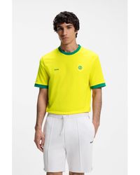 BOSS - Stretch-Cotton T-Shirt With Country Flag And Logo - Lyst