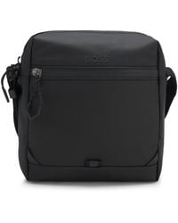 BOSS - Faux-Leather Reporter Bag With Reflective Details - Lyst