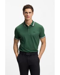 BOSS - Cotton Piqué Polo Shirt With Logo Details - Lyst