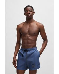 HUGO - Fully Lined Swim Shorts With Stacked Logo - Lyst