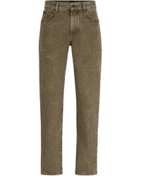 BOSS - Braune Regular-Fit Jeans aus festem Denim - Lyst